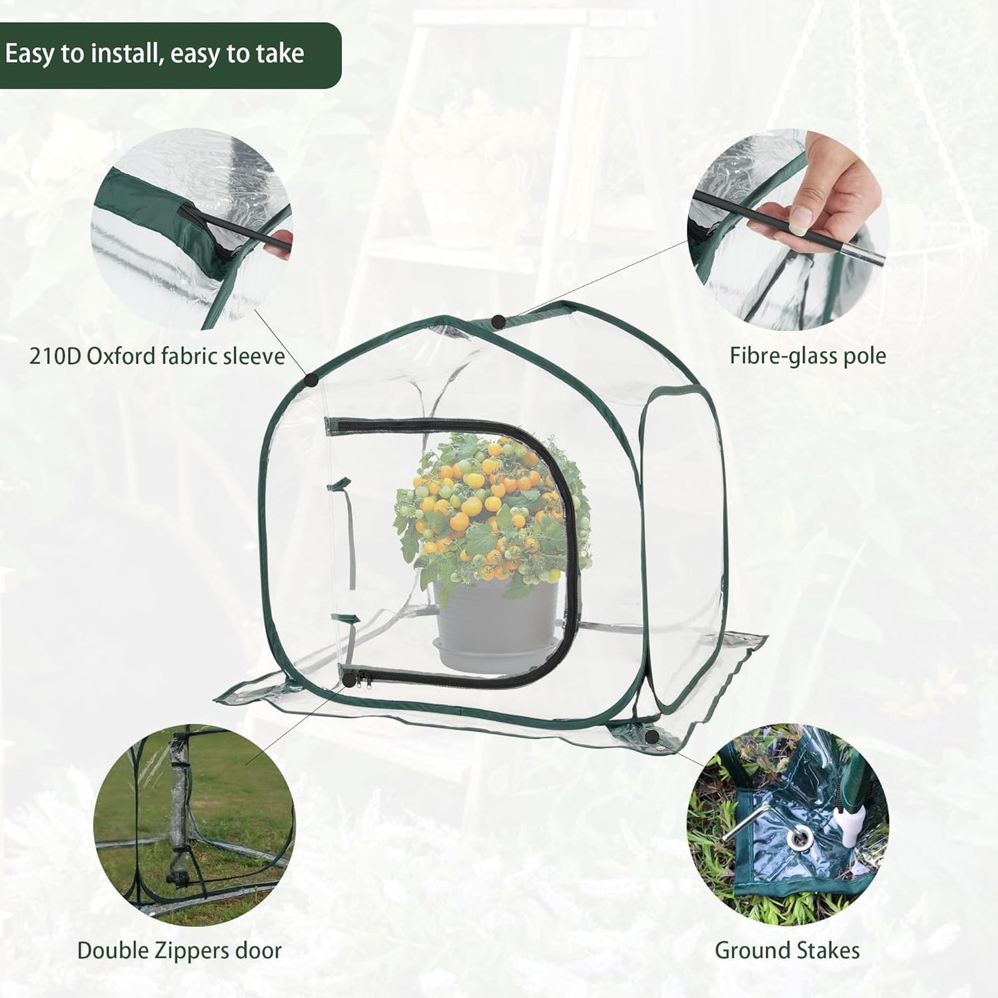 Mini Transparent Pop Up Greenhouse for Indoor and Outdoor Backyard Gardens - Portable Large Space and Durable