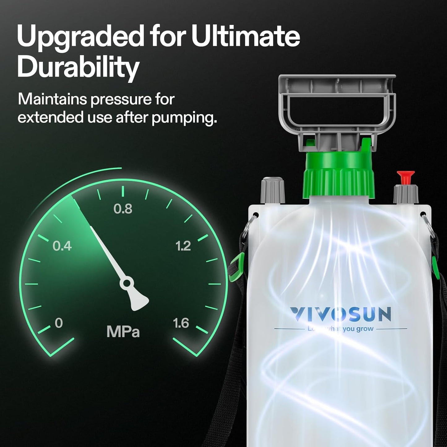 VIVOSUN 1.8 Gal/7L Pump Sprayer, Garden Water Sprayer for Plants, Weeds & Lawn Care, with 3 Nozzles, 50'' Long Hose & Pressure Relief Valve