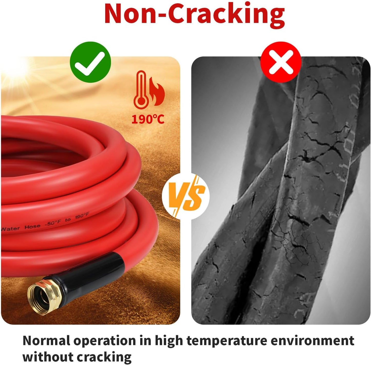 Garden Hose 15 ft x 3/4” Hot/Cold Heavy Duty Water Hose,-50°F to 190°F,Burst 600Psi Flexible Upgraded Rubber Hoses,3/4” Solid Fittings for All-weather Outdoor Lawn & Garden