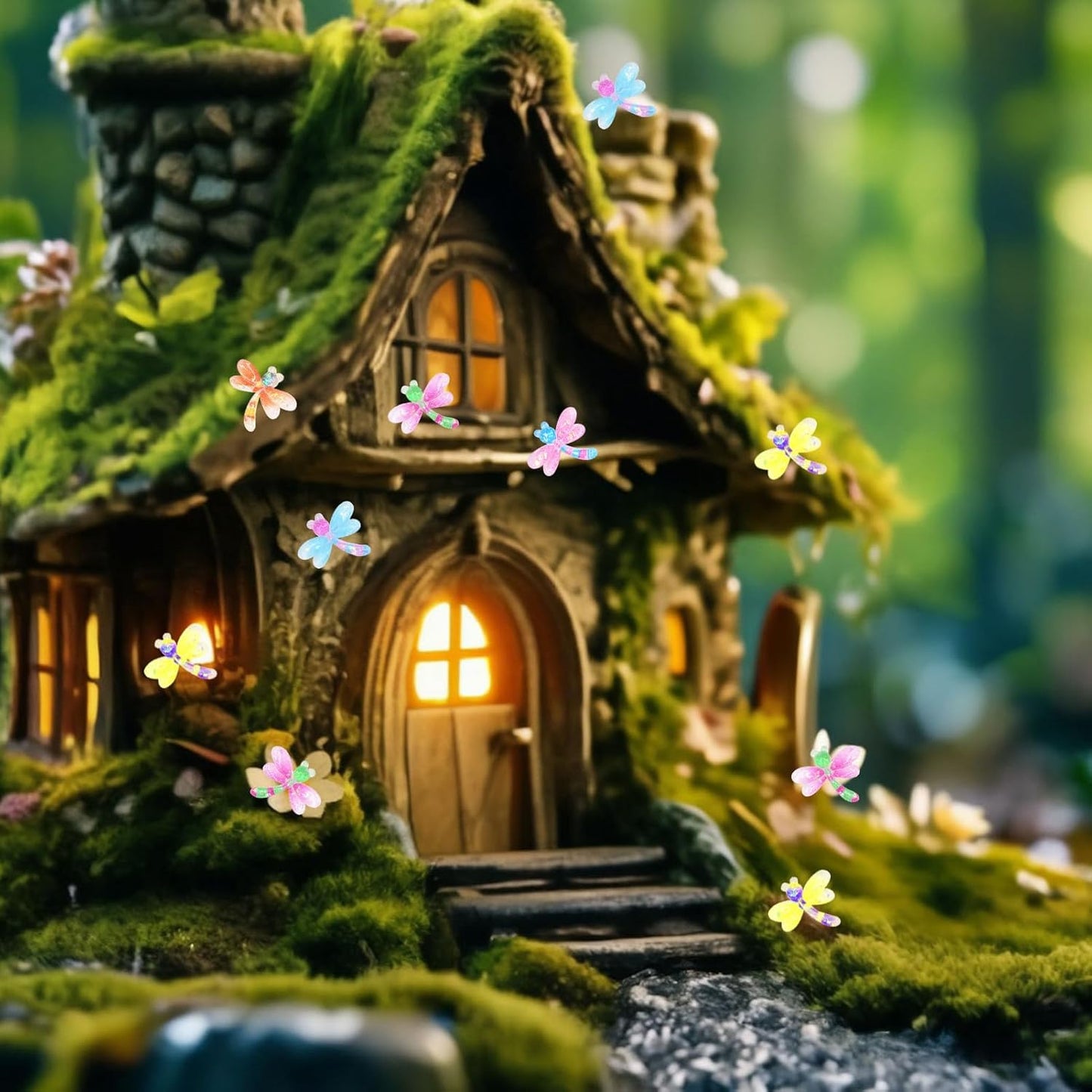 90Pcs Mini Resin Dragonflies Figurine, Tiny Dragonfly Garden Decor for DIY Crafft Fairy Garden Dollhouse Micro Landscaping Decoration