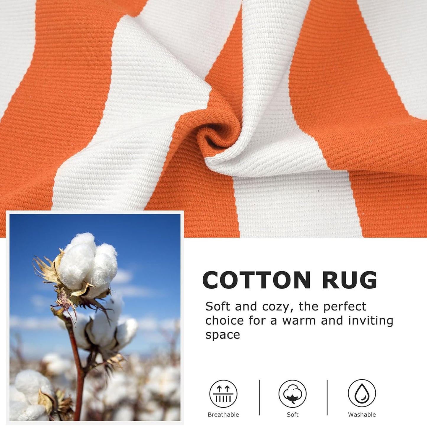 IOHOUZE Fall Door mat 3x5 Ft Orange White Striped Area Rug Washable Front Porch Rug Striped Door Mat Outside Entrance Entryway Doormat for Fall, Halloween, Thanksgiving Porch Decor