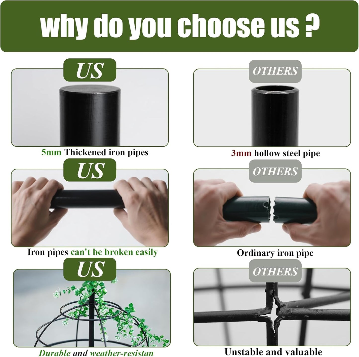 Obelisk Trellis - Elegant 49.5 x 12 Inch Metal Climbing Plant Support for Outdoor Roses, Potted Vines, and Flower Gardens - Perfect Decorative Accent for Home and Garden Decor