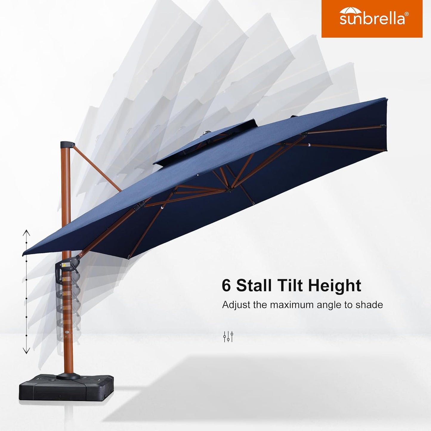 PURPLE LEAF 12' X 12' Double Top Deluxe Square Patio Umbrella - Offset Hanging Cantilever Umbrellas in Spectrum Indigo