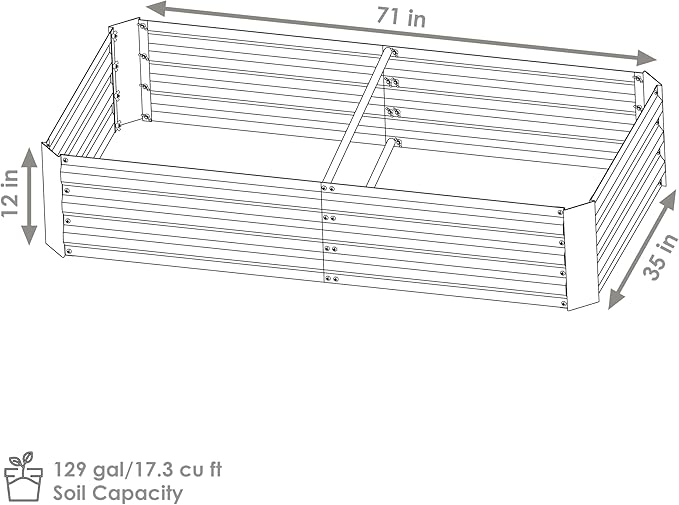 Sunnydaze Galvanized Steel Rectangular Raised Garden Bed - for Flowers, Plants, and Vegetables - Silver - 3 x 6 ft
