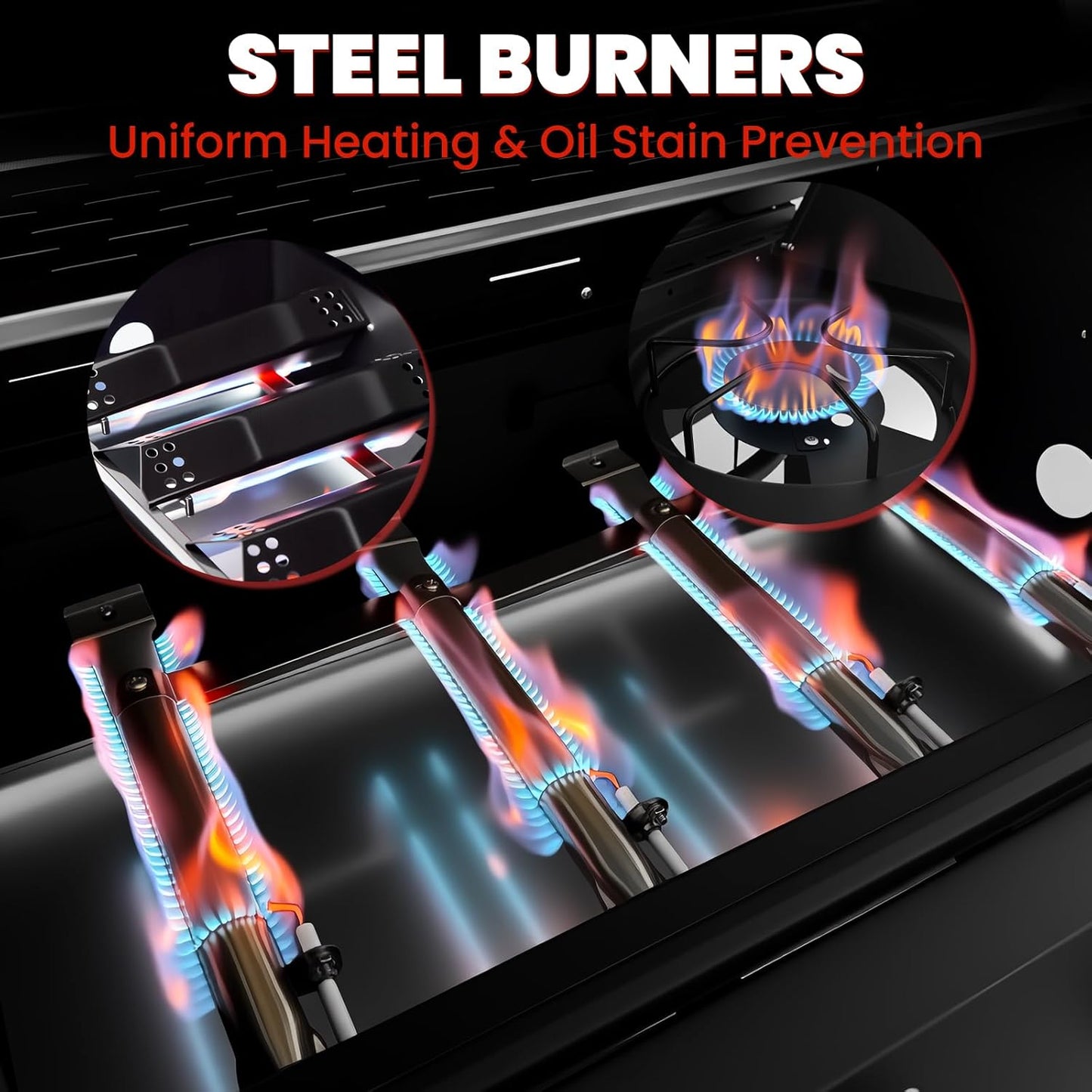 Q043-4-Burner w/Side Burner Gas Grill with 292 SQ.IN. Outdoor Grill with 44,000 BTU,Propane Grills with Top Cover Lid,Grills Outdoor Cooking for Patios,Camping,Balcony,Garden