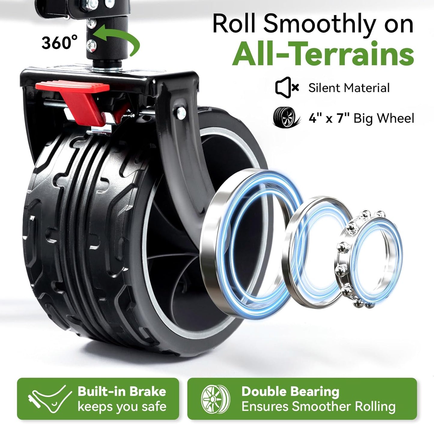 Hikenture Collapsible Wagon Cart, 330lbs Capacity Beach Wagons with Big Wheels for Sand, Heavy Duty Foldable Cart with Brakes, Portable Utility Folding Garden Cart for Outdoor