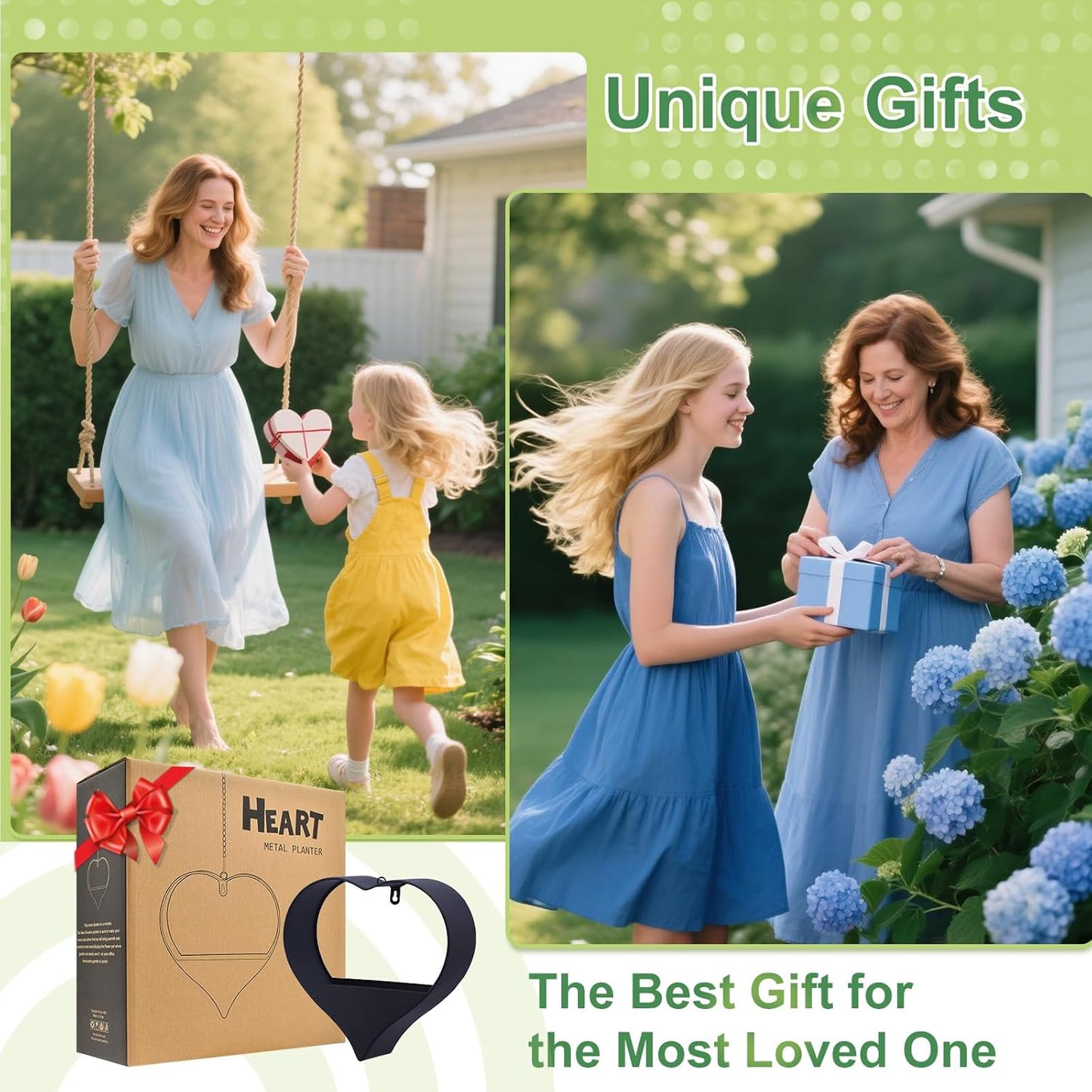 Metal Plant Hangers Indoor and Outdoor: Birthday Gifts for Women Mom Wife Garden Lovers - Black Heart Shape Hanging Planters Perfect for Window Wall Living Room Office Decor