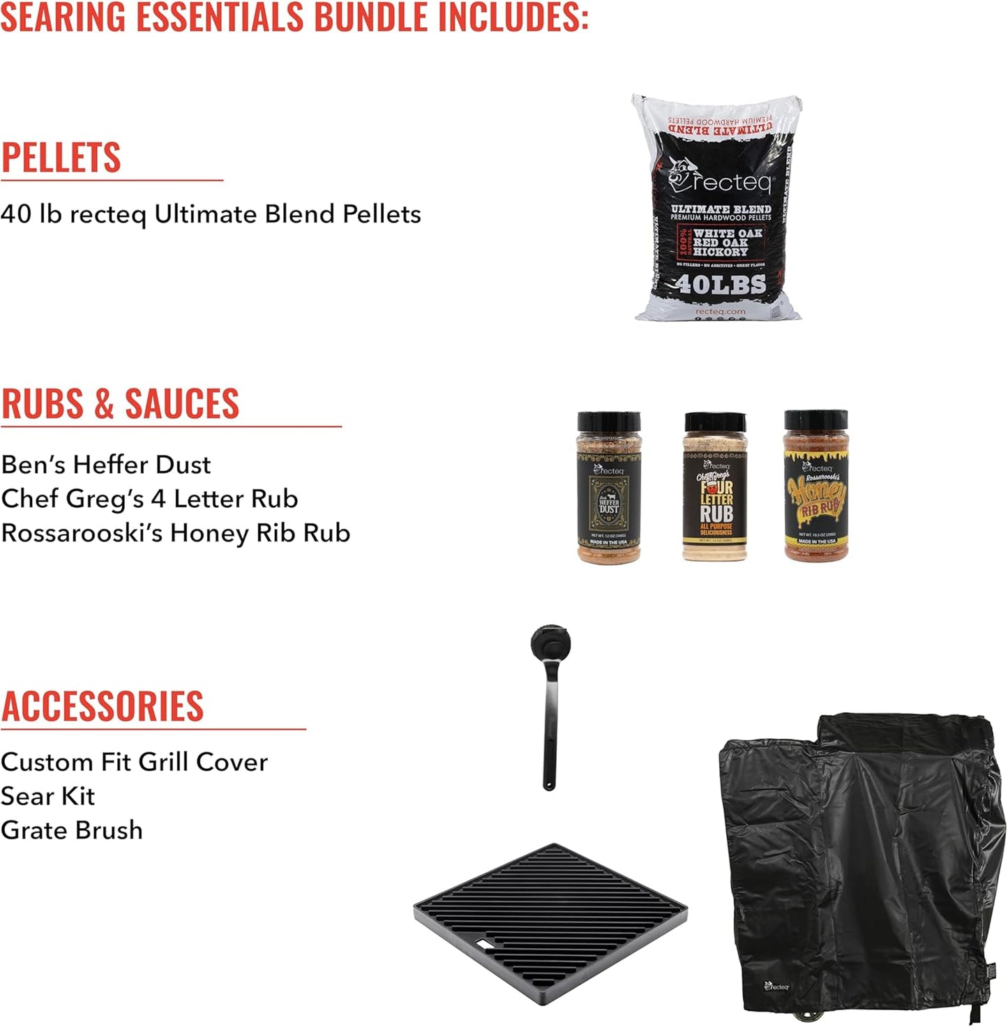 recteq Pellet Grill - Road Warrior 340 + Searing Essentials Bundle, Portable Electric Pellet Smoker Grill, BBQ, Wood Pellets, Sear, Smoke, and More