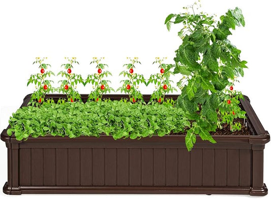 Giantex Raised Garden Bed, Planter for Flower Vegetables, Outdoor Plant Box Patio Backyard, Easy Assembly (48''Lx24''Wx12''H, Brown)