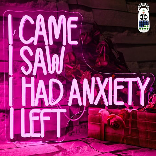 CAME SAW HAD ANXIETY LEFT Neon Sign Wall Decor, Neon Light for Christmas Party Bar Home Christmas Decorations Family Gifts