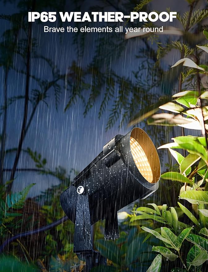 12W Landscape Lighting - Warm White Plug in Outdoor Landscape Light IP65 Waterproof 120V Lawn Flag Light Christmas Halloween Decorative Spotlight for Tree Outdoor Indoor Yard Garden, 2 Packs