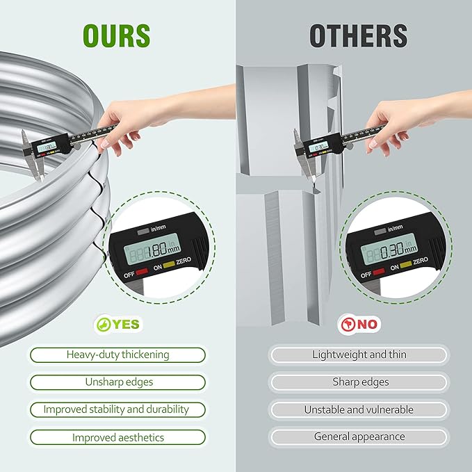 2 Pcs 8 x 3 x 1 FT Galvanized Steel Raised Garden Bed, Large Galvanized Steel Outdoor planter box for for Easy to DIY and clean - Raised Garden Beds outdoor for backyards, terraces and balconies