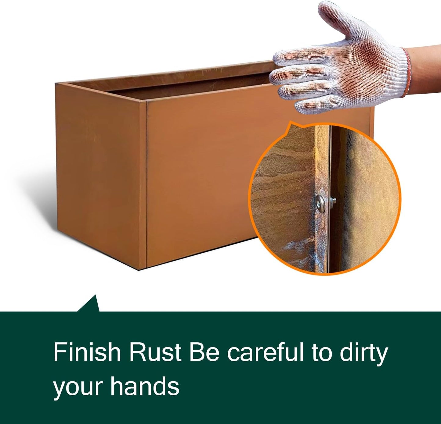 Corten Steel Planter Box Metal Outdoor Large Rectangular Rustic Durable Antique Detached for Commercial Residential Patio Deck and Backyard 24" x 12" x 12"