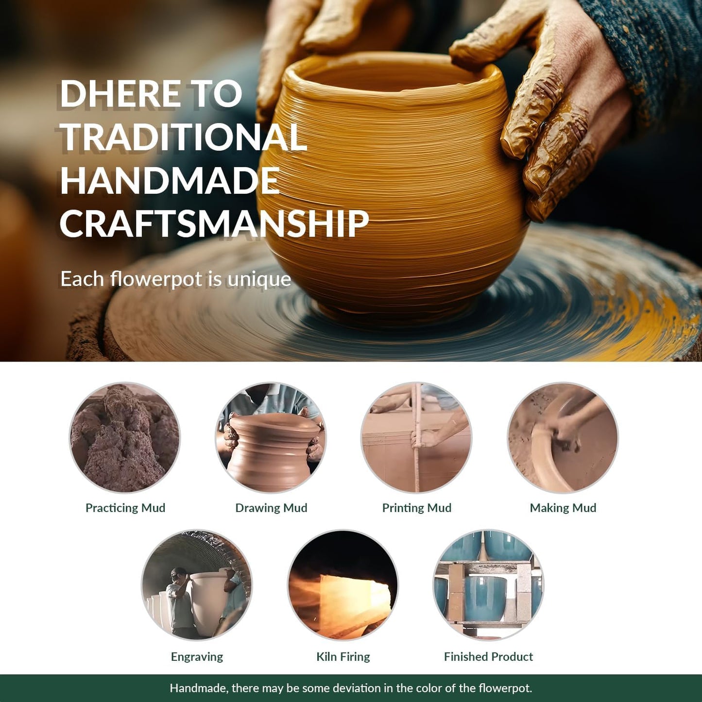 Mid Modern Planter with Detached Saucer (Bumblebee,14.0" D x 12.0" H)