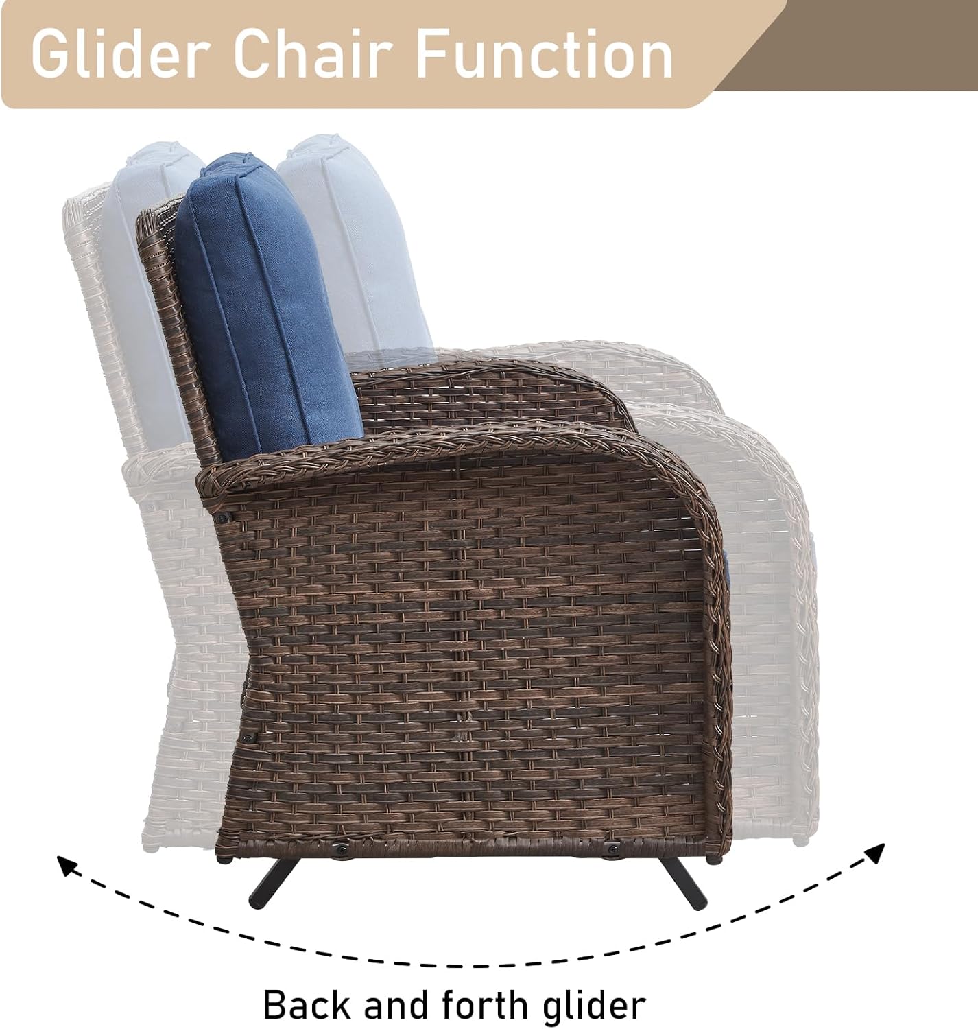 HUMMUH Patio Furniture 7-Piece PE Wicker Outdoor Conversation Set,All-Weather Rattan Swivel Chairs with Ottomans Glider Loveseat for Backyard,Poolside,Deck