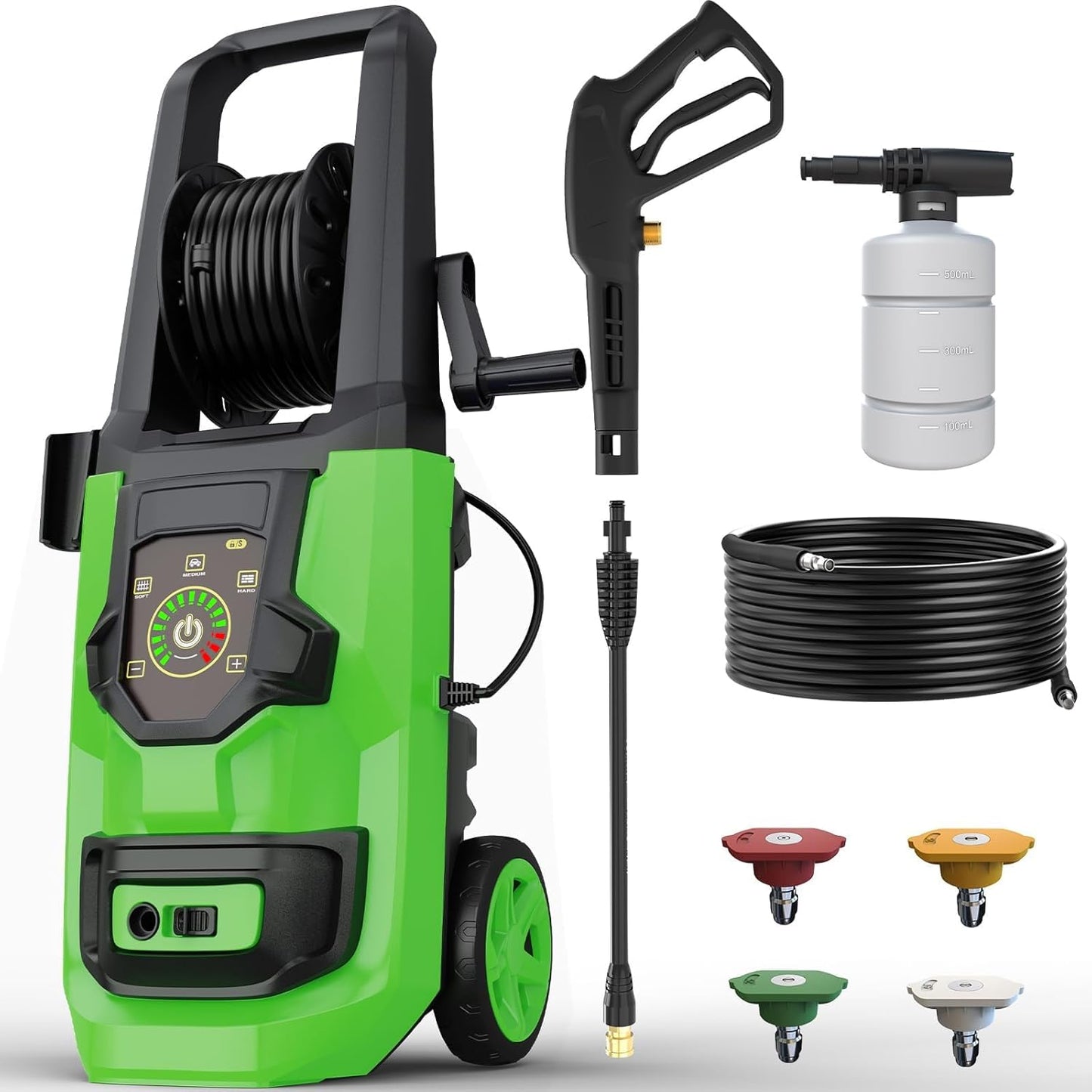 Pressure Washer, 5000PSI 3.2GPM Adjustable Touch Screen with 55FT Total Length 4 Nozzles for Driveways Cars