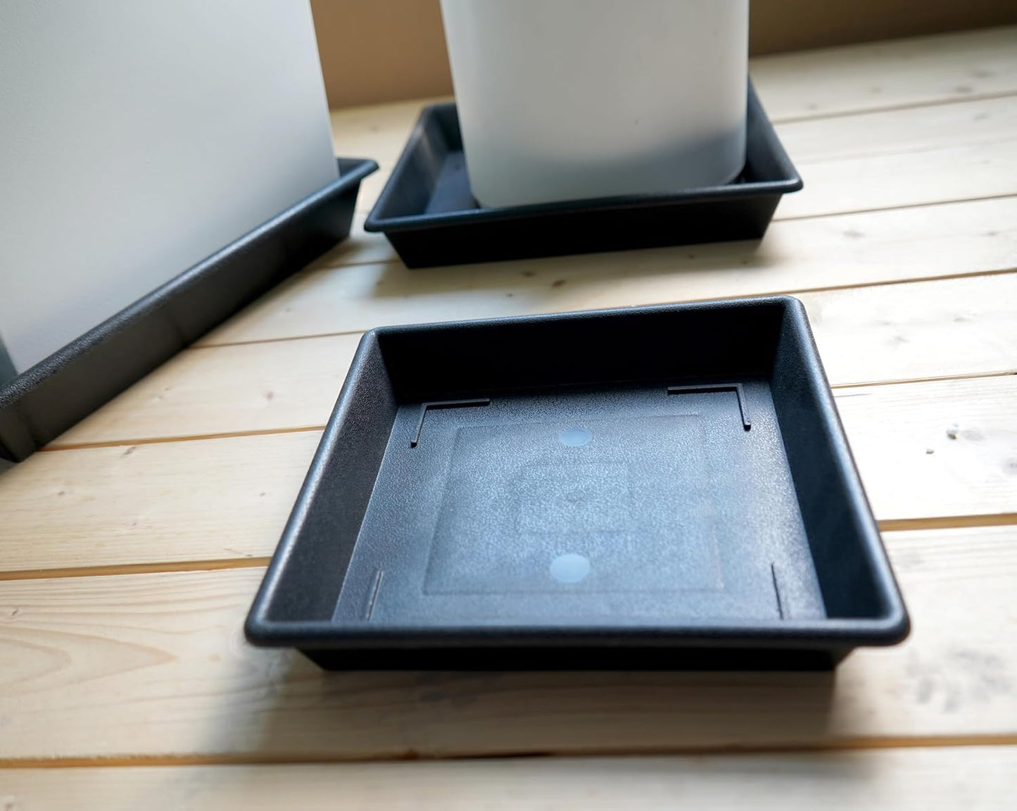 Square Plant Saucer 12 Inch 5 Pack 8 10 12 14 16 18 20 Inch, Plant Trays for Pots Heavy Duty Plastic Plant Saucers for Indoors Outdoors, Flower Pot No Holes Plant Drip Trays