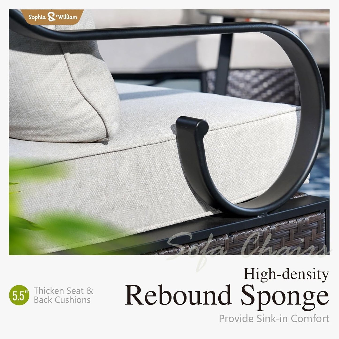 Sophia & William Half-Moon Patio Furniture Set for 10, Curved Outdoor Sofa Conversation Set with Coffee Table,Wicker Patio Sectional for Backyard, Beige