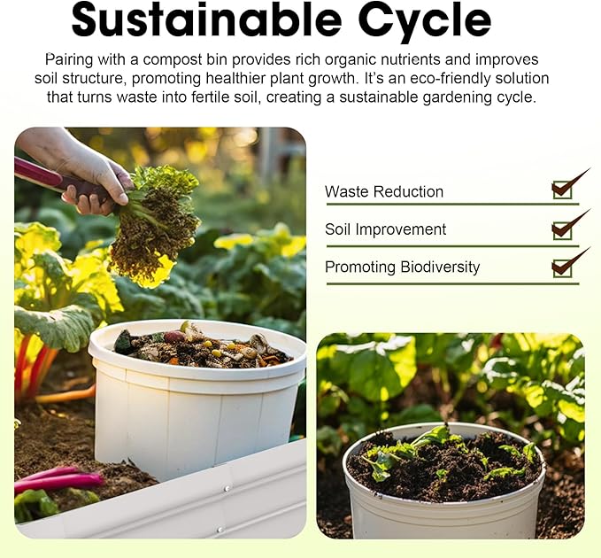 5x3x1ft Oval Galvanized Raised Garden Bed Outdoor 9-in-1 Large Metal Modular Planter Box Raised Beds for Gardening,Vegetables,Fruits,Flowers & Herbs (White)