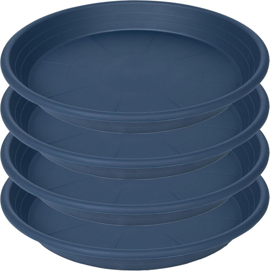 4 Pack of 16 inch Plant Saucer, Large Plant Tray, Heavy Sturdy Plant Drainage Tray for Indoors, Bird Bath Bowls, Sturdy Plastic Pot Tray for Planter (Blue)