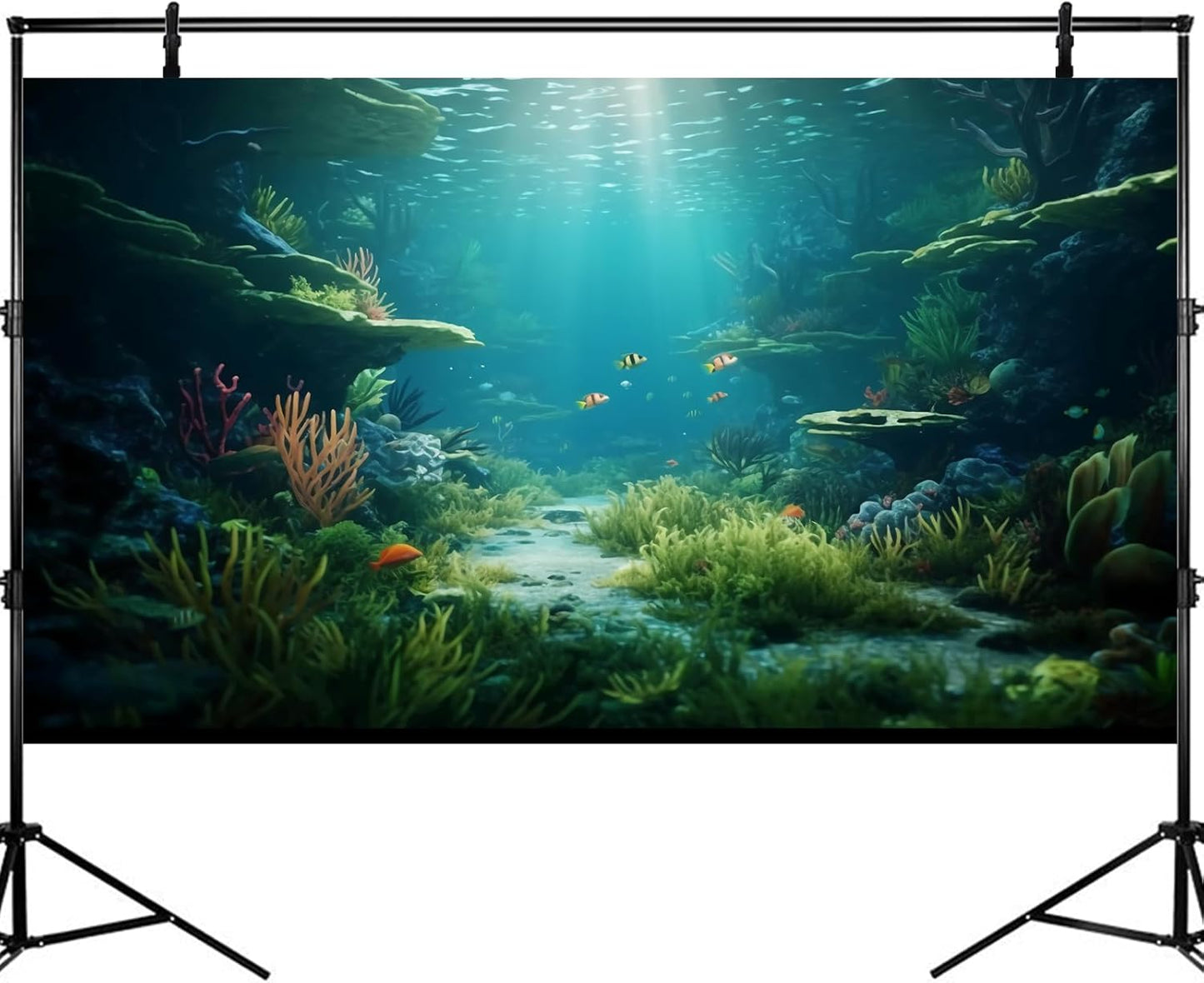 Ocean Floor Fish Tank Background Under The Sea Coral Reef Aquarium Background Underwater Aquatic Plants Corals Rock Cave Terrarium Backgrounds Tropical Fish Ocean Aquarium Backgrounds Decors 30x12in