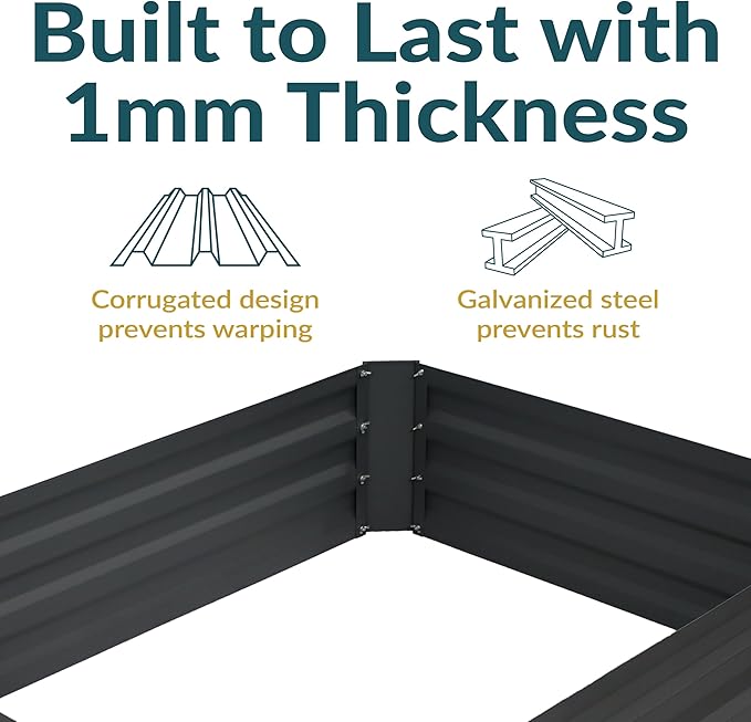 Sunnydaze Galvanized Raised Garden Bed - Metal Raised Bed for Gardening - Outdoor Planter Box for Flowers, Plants, and Vegetables - Gray - 48" W x 36" D x 12" H Rectangle