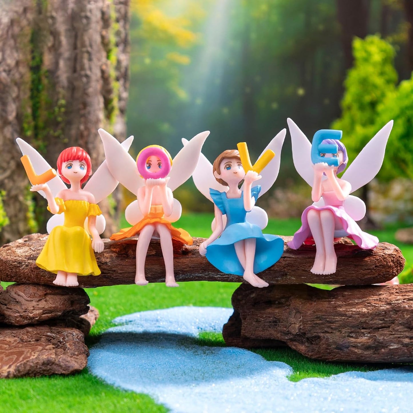 ONEST 6 Pieces Miniature Fairy Garden Accessories Small Fairy Figurines Hand Painted Fairies Figures for Car Decor Garden Flower Pot Birthday Cake Topper