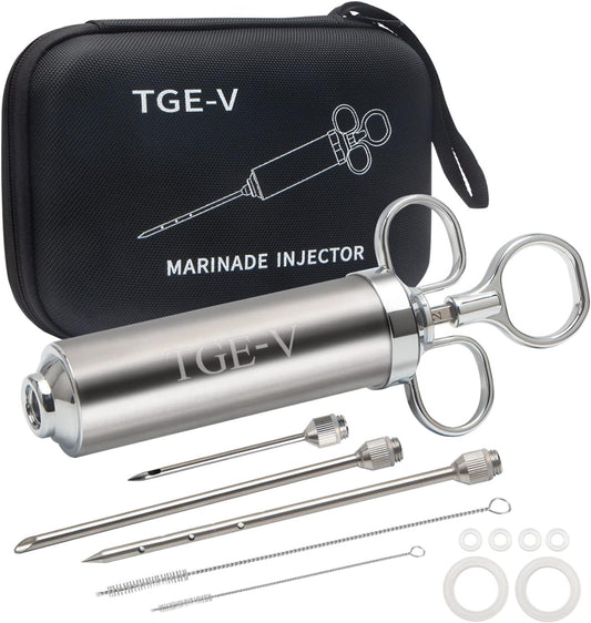 Meat Injector Syringe, Injector Marinades for Meats, Turkey, Brisket; Come with 3 Marinade Injector Needles; Meat Injectors for Smoking and BBQ, 2-OZ