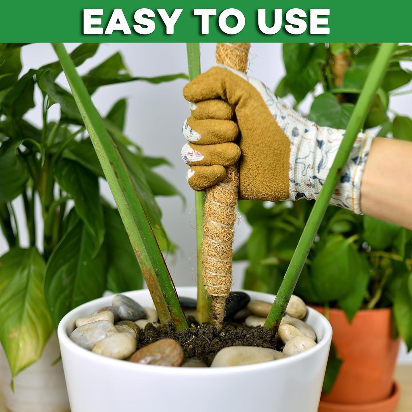 2 Pack Moss pole - 46 Inch Moss Pole Indoor - Monstera Plant Support - Plant Stakes for Indoor Plants - Plant Stiks support Tall - Moss Pole for Climbing Plants support - Monstera Pot - Moss Poles