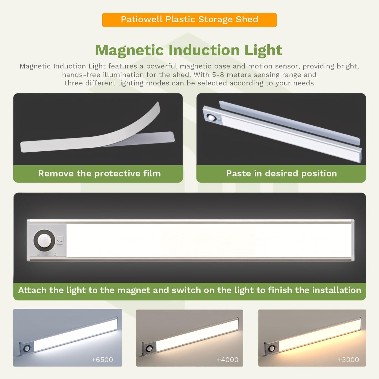 Patiowell 8 x 10 FT Resin Outdoor Storage Shed with Floor and Light, Large Plastic Barn with Lockable Door for Garden Tools, Backyard, Bike Storage, Easy Installation in Beige (Kick-it Shed)