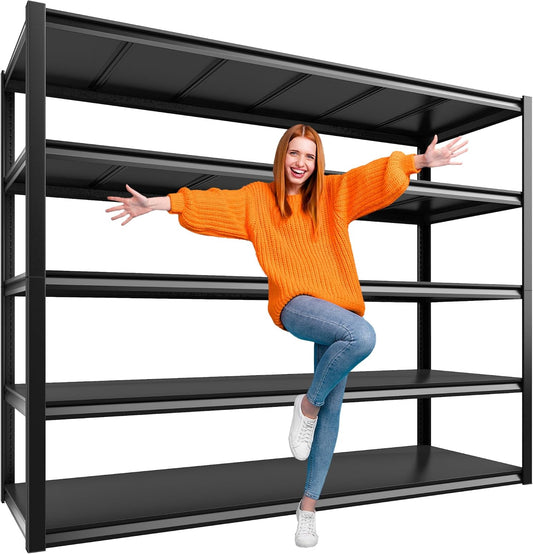 REIBII 48" W Garage Shelving 2500LBS Storage Shelves 5 Tier Heavy Duty Shelving Adjustable Garage Shelves for Warehouse, Pantry, Easy Assemble, 48.2''W X 72''H X18''D