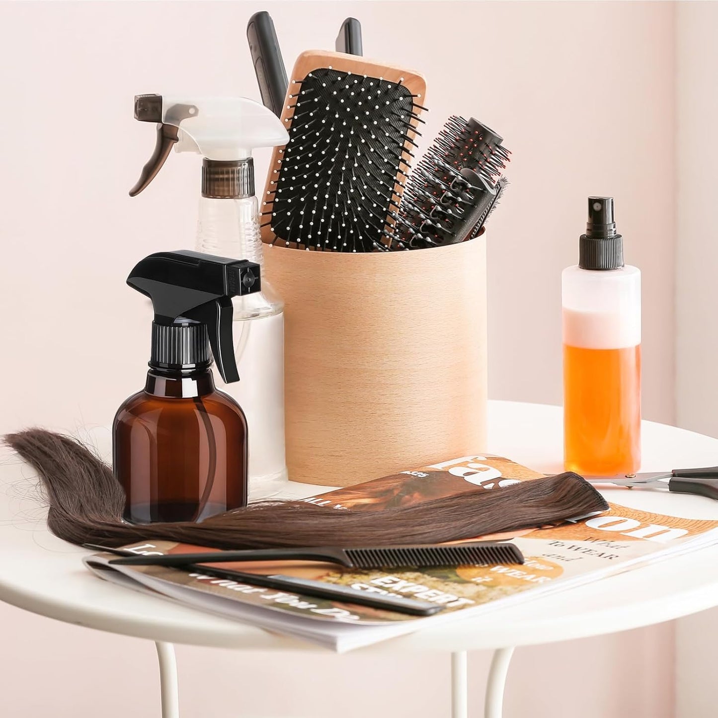 Jinei 24 Pcs 8 oz Empty Plastic Spray Bottle with Trigger Sprayers Pet Adjustable Head from Fine to Stream Refillable for Hair Plants Cooking Pets, No Leakage(Black)