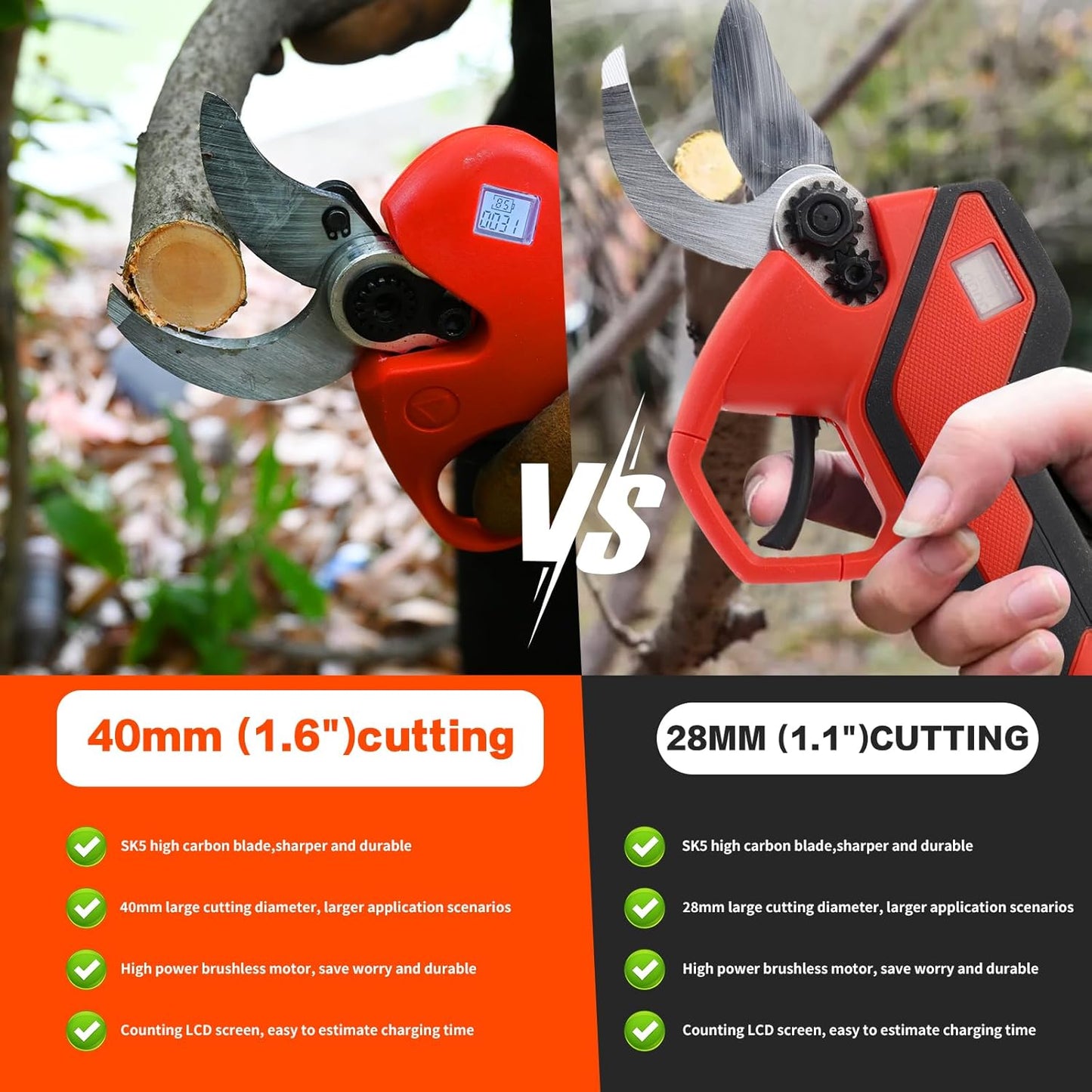 Pole Electric Pruning Shears with Portable Bag.Pole 1.6Inch(4CM) Electric Pruner for Tree Trimming Pole Tree Trimmer with 2Pcs 2000mAh Batteries(Jovant)