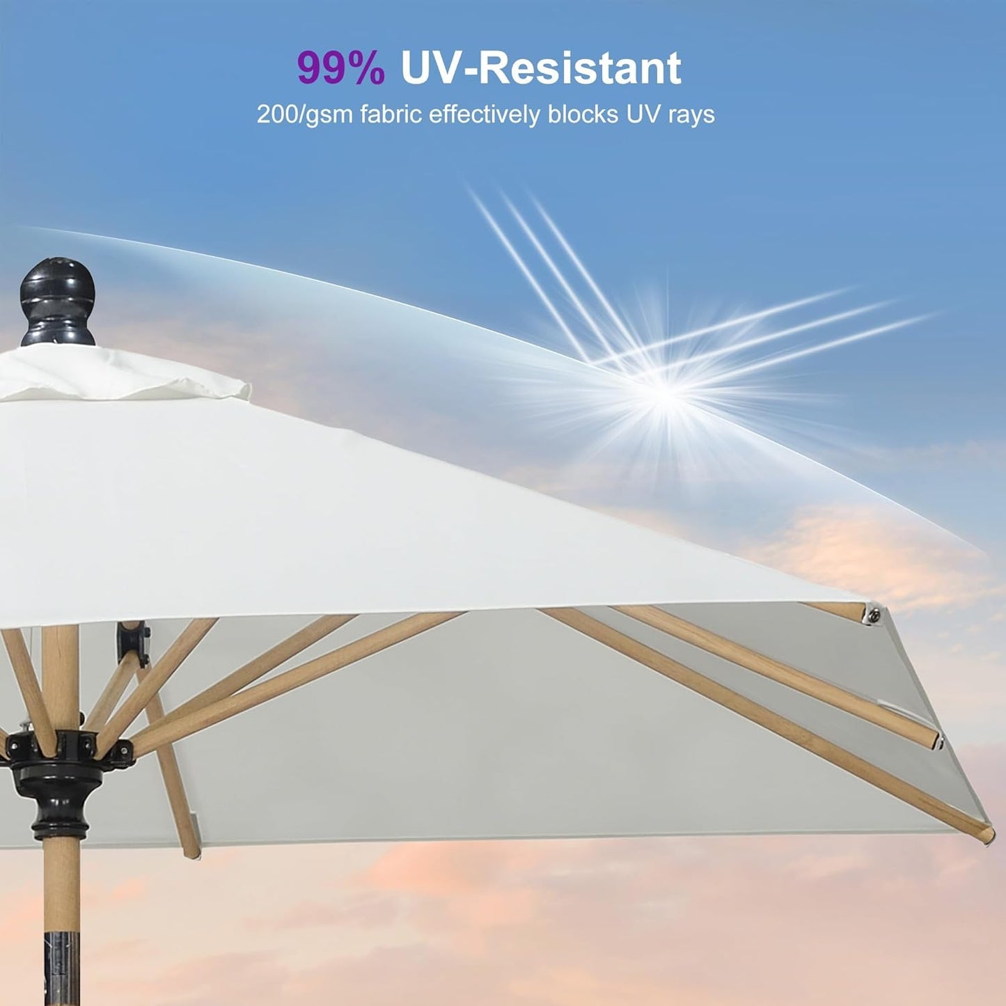 PURPLE LEAF 8' x 8' Square Outdoor Table Umbrella with Base Patio Umbrella Aluminum Market Umbrella with Push Button Tilt & Crank and 8 Ribs Outdoor Umbrella for Pool Backyard Beach, Cream