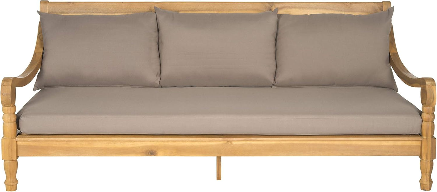 Safavieh Outdoor Collection Pasadena Brown /Taupe Acacia Wood Cushioned Daybed