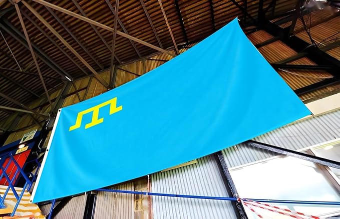 Crimea Tatar Extra Large Flag 6x10FT Giant Crimean Tatars Polyester Banner With 3 Grommets Fade Resistant Vivid Color For Patriotic Festival Events Party Decoration(Crimean Tatars, 6x10FT)