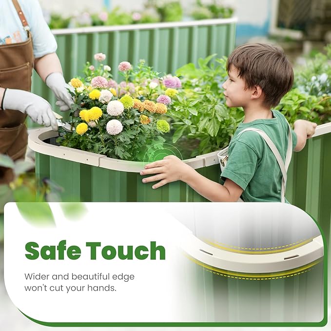 KING BIRD Raised Garden Bed Quick-Install Galvanized Planter Garden Box Outdoor for Gardening, Vegetables, Flowers 7.2x1.7x2 Ft, Green