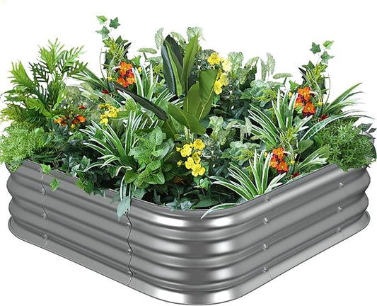 Raised Garden Bed, 2×2×1ft Galvanized Steel Planter Boxes, Heavy Duty Outdoor Raised Garden Bed Planter Kit for Gardening, Rustproof Garden Beds for Vegetables, Fruits, Flower Grow