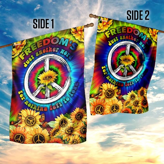 FLAGWIX Sunflower Hippie Peace Flags - Summer Flag Decorations For Home, Outside, House Flag (30 x 40) - USA House Garden Flags, Hippie Peace House Flag, Premium Polyester - Decorative Outdoor Flags