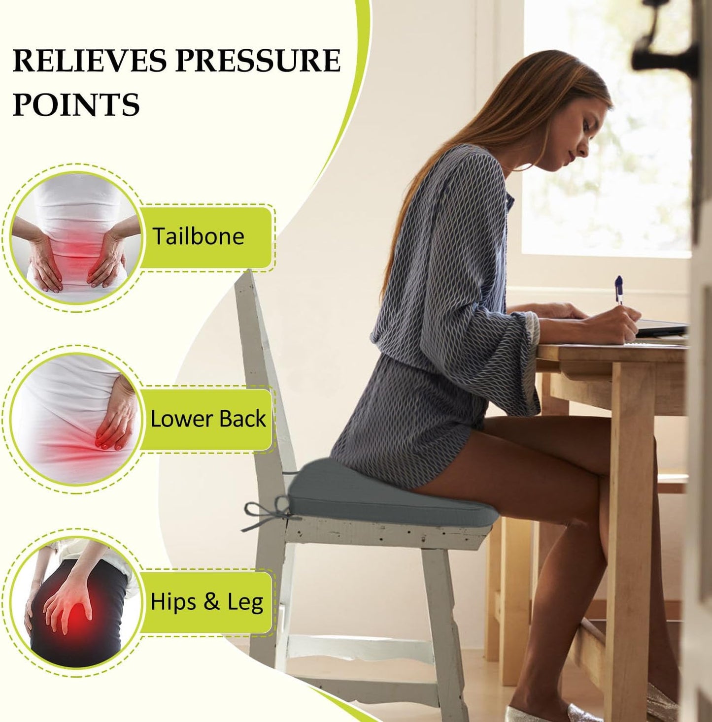 Chair Cushions for Dining Chairs, Indoor Chair Cushions with Ties，Waterproof Chair Pads Set of 6, Dark Grey, 17x16x2.5 Inch