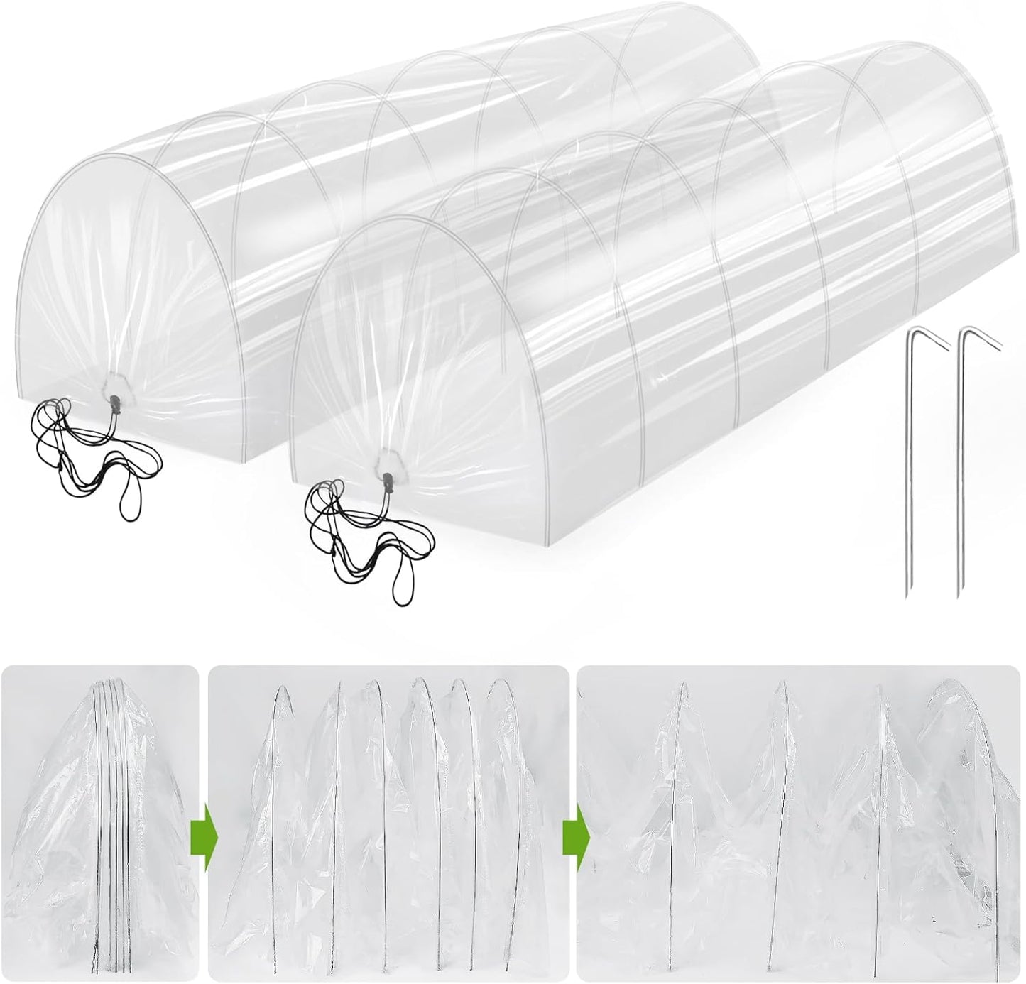 Pack 2 of Mini Greenhouse Tunnel Greenhouses,Green Houses for Outside Greenhouse Cover Garden Hoops Raised Beds,Outdoor Green House Kits to Build for Outside Winter (2)