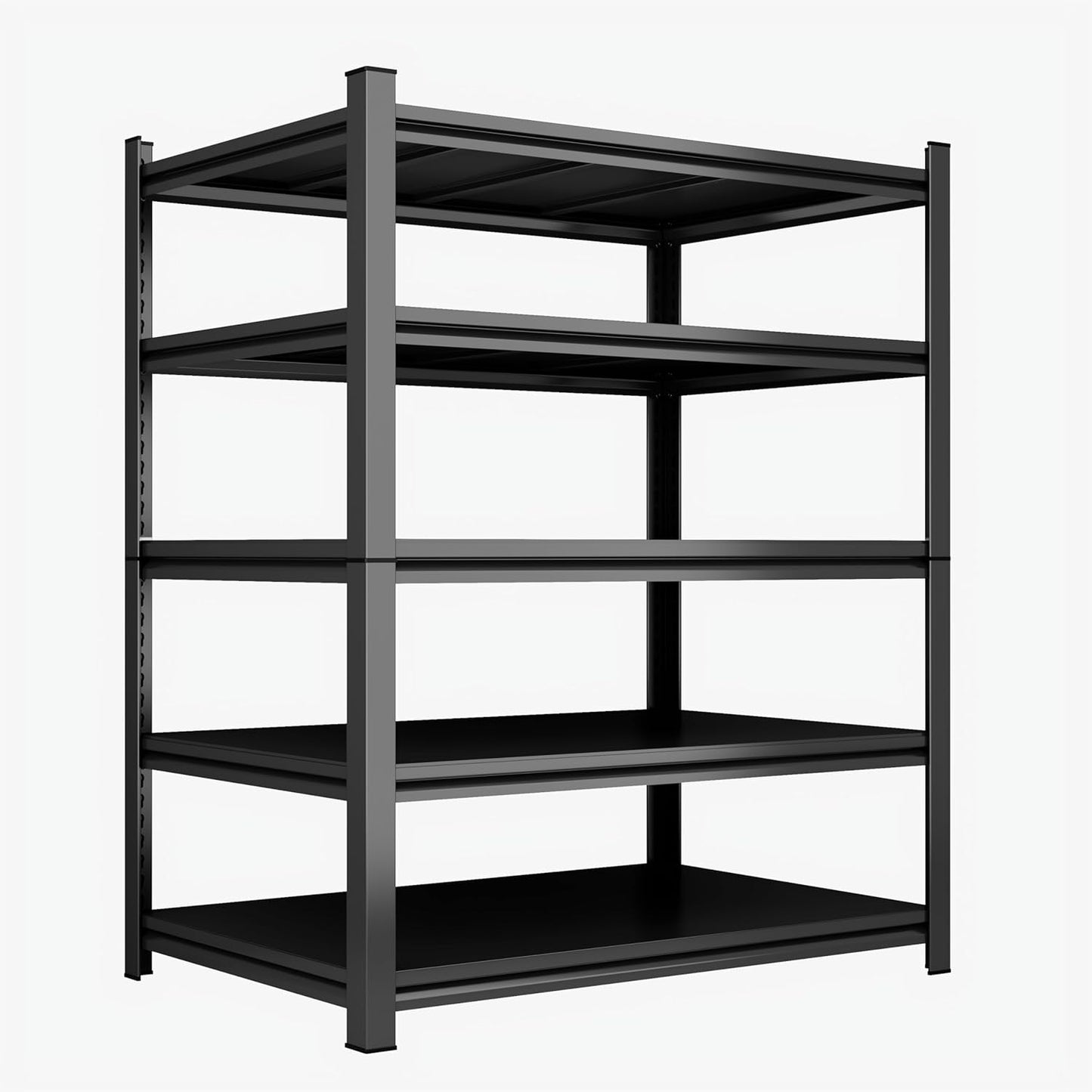 72''H Garage Shelving Heavy Duty Garage Storage Shelves, 3000 LBS Adjustable 5 Tier Industrial Shelving Unit, Metal Utility Shelf for Basement, Warehouse and Workshop (72''Hx48''Wx24''D, Black)