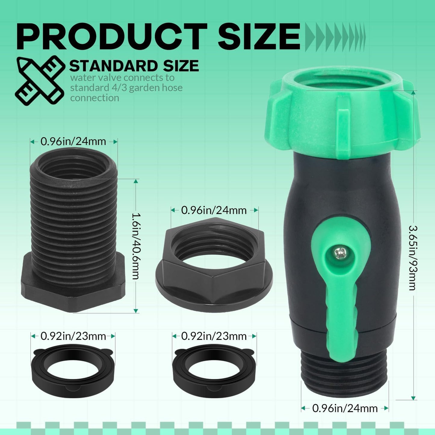 Rain Barrel Spigot Kit 2 Pack High Flow, 3/4" GHT Heavy Duty Plastic Water Barrel Spigot Kit with Bulkhead Fitting, Water Rain Barrel Diverter Kit for Outdoor Plastic Bucket (180 degrees)