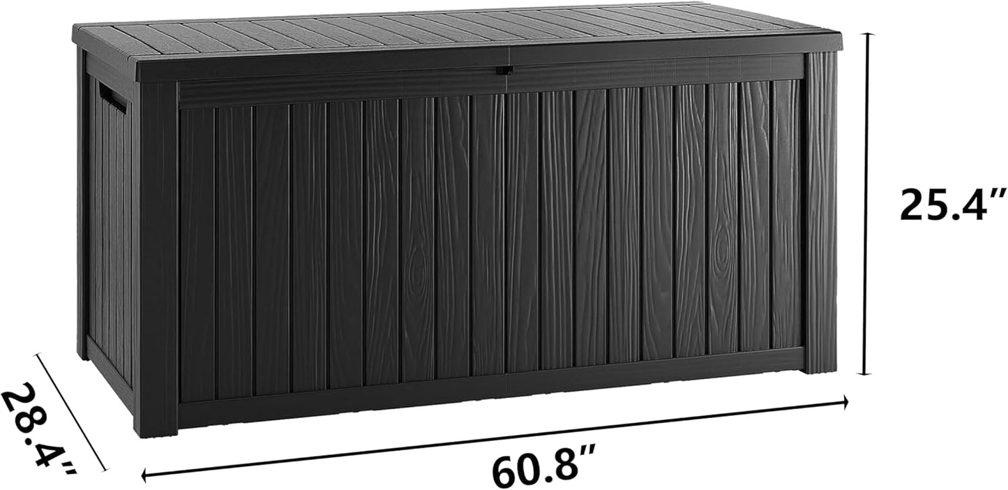 180 Gallon Waterproof Large Resin Deck Box Indoor/Outdoor Lockable Storage Container and Seating for Garden, Pool, and Patio (180 Gallon, Grey)