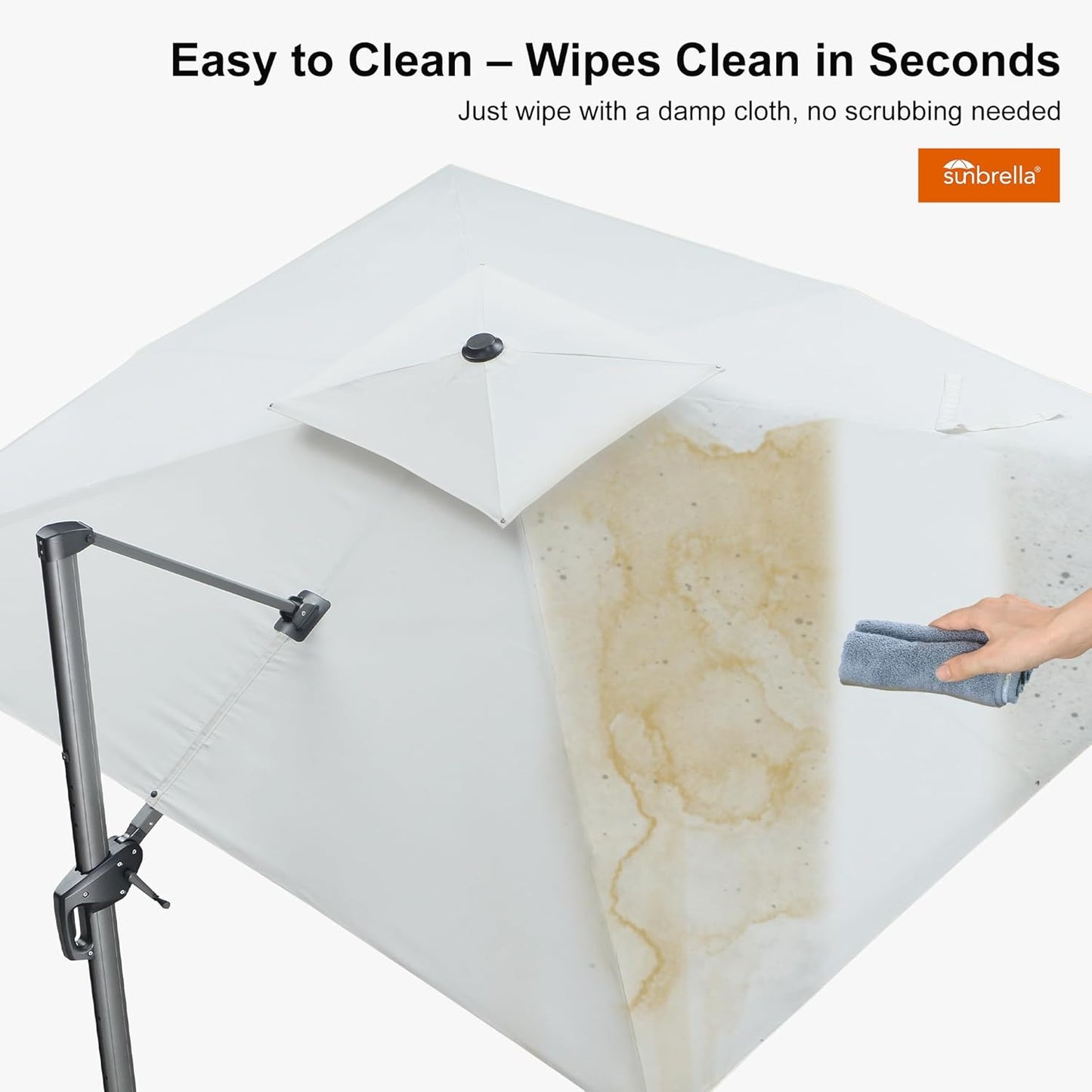 PURPLE LEAF Cantilever Umbrella 10FT Heavy Duty Outdoor Large Double Top Offset Hanging 360° Rotation Square Umbrella for Garden Patio Deck Pool Backyard Canvas Natural