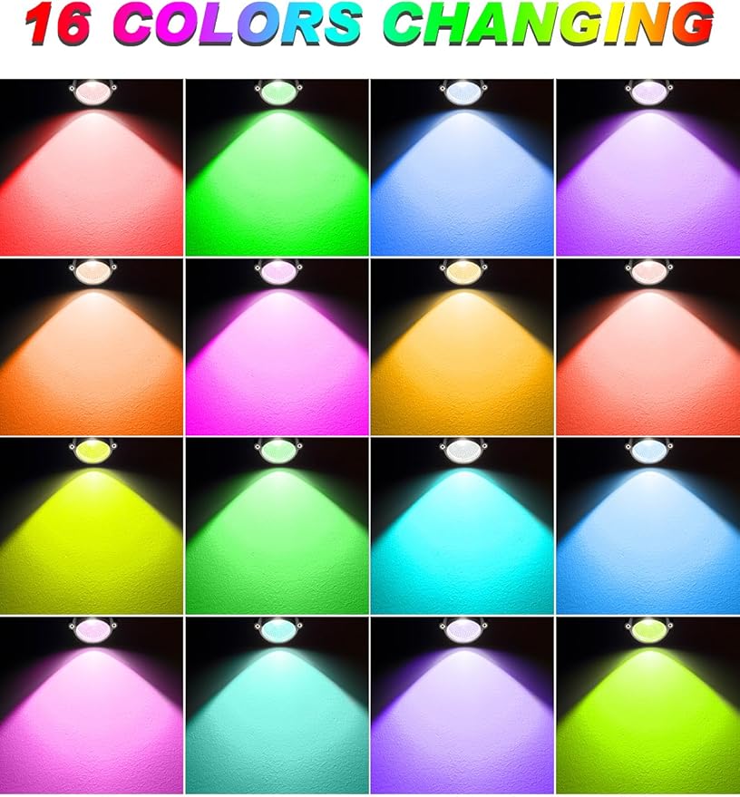 Christmas RGBW Outdoor Spotlights for Yard,10W Color Changing Landscape Lights with Remote Control 120V LED Landscape Lighting Waterproof Spotlight with Plug Tree Garden Path Decoration (4Pack)