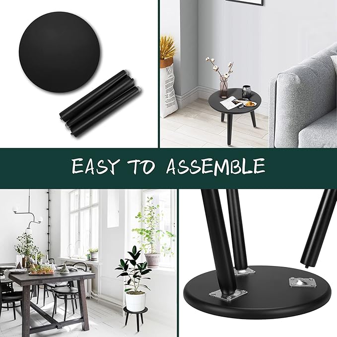 Uneedem Indoor Plant Stand, Modern Plant Table 8.9" Tall Wood Mid Century Flower Holder Small Round Side End Table