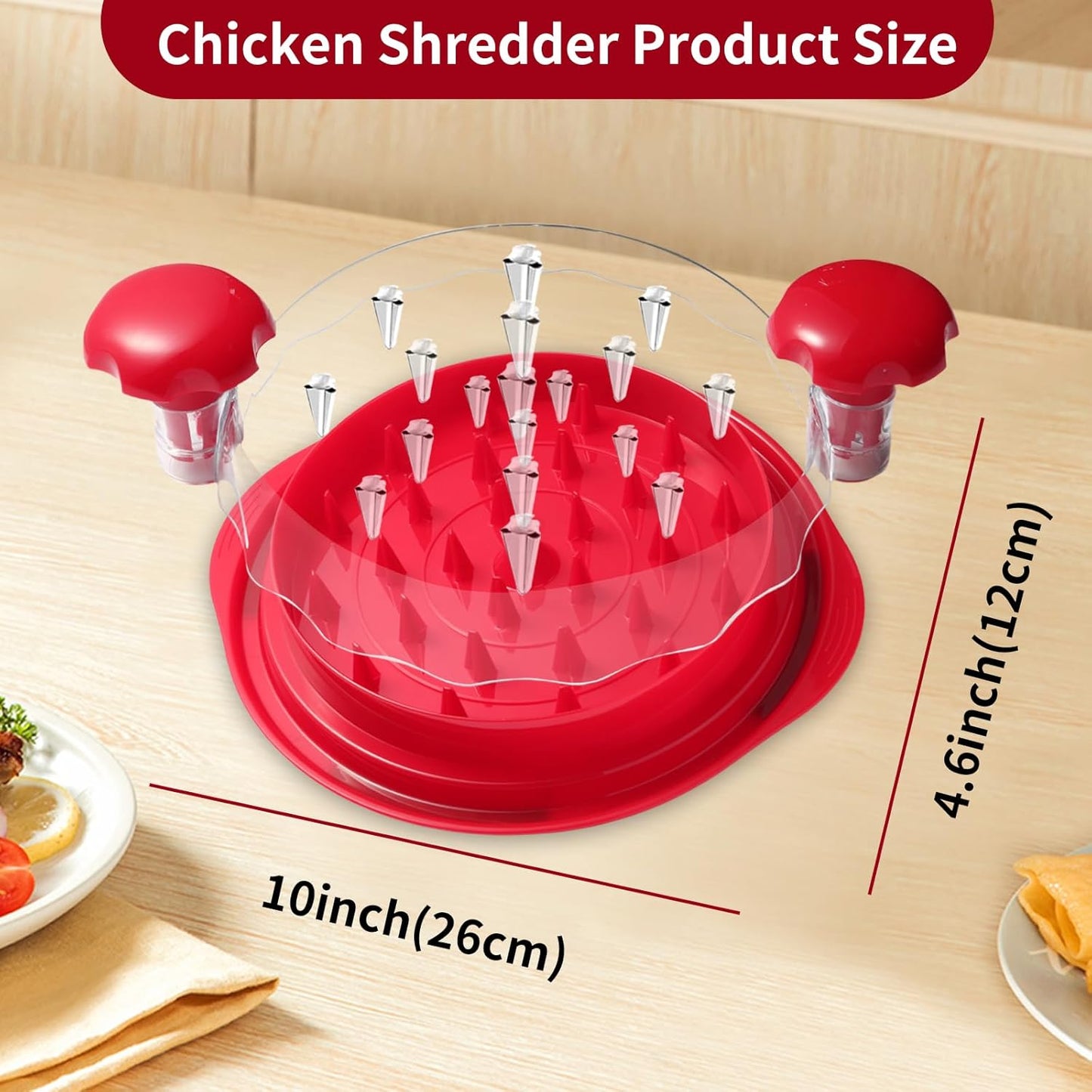 SurpOxyLoc Chicken Shredder Large Chicken Breast Shredder Tool Twist,Visible Meat Chicken Shredder,Anti-Slip Strip,BPA Free,Suitable for Pork Beef Chicken(Red)