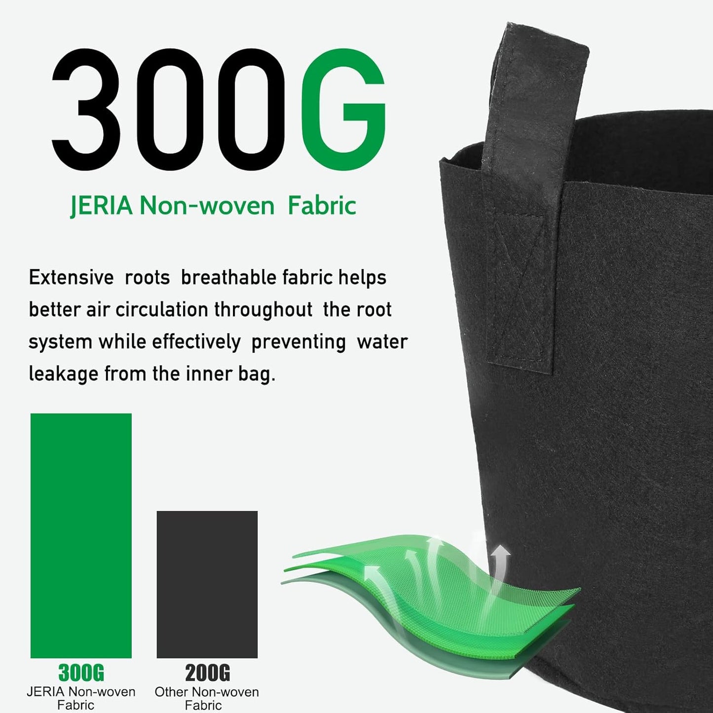 JERIA 12-Pack 2 Gallon, Vegetable/Flower/Plant Grow Bags, Aeration Fabric Pots with Handles (Black), Come with 12 Pcs Plant Labels