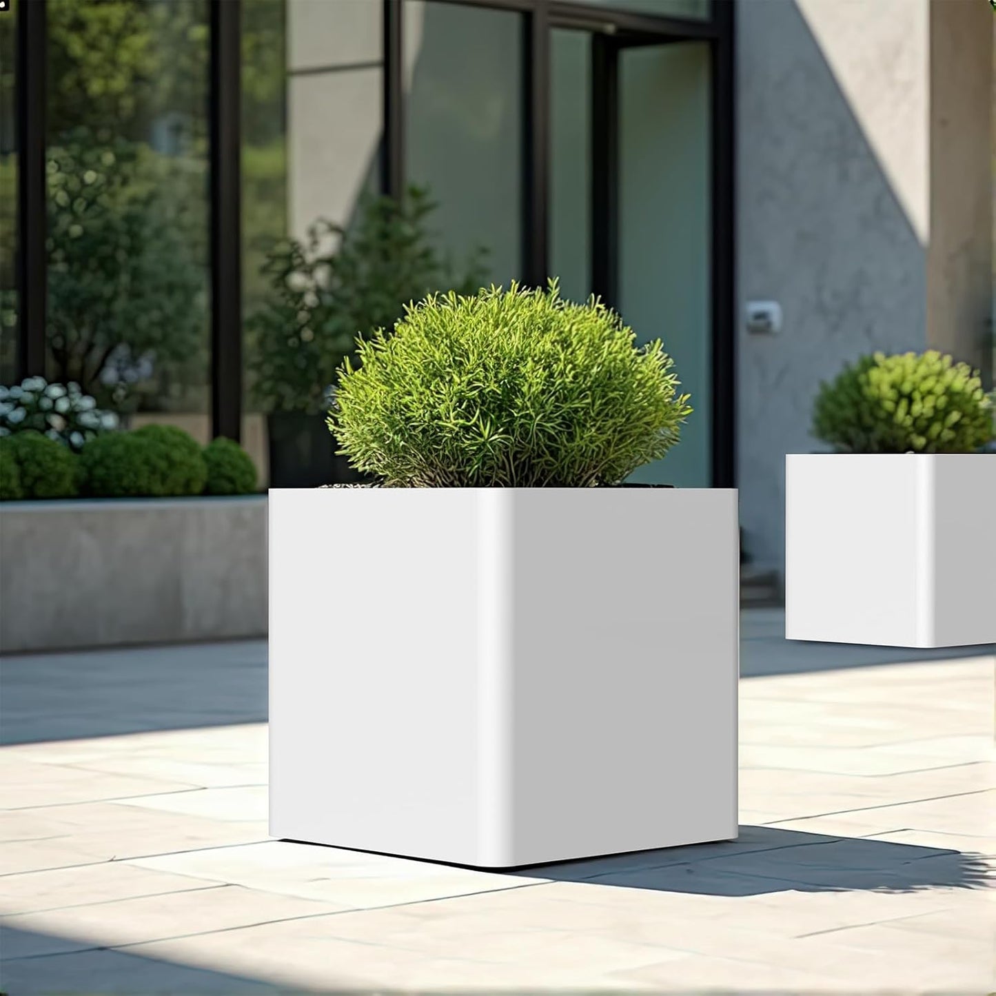 Large Metal Outdoor Planter Box 24" W x 24" D x 24" H, Cube Planters for Outdoor Plants, Large Square Flower Pot for Patio, Deck, Garden, Yard